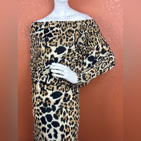 Va Va Voom leopard animal print LONG maxi dress Size Medium Large. E92 - Picture 8 of 16